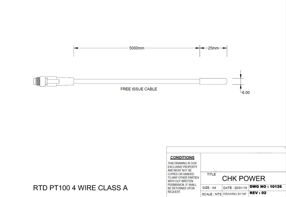 PT100 Class A Ambient Temperature Sensor