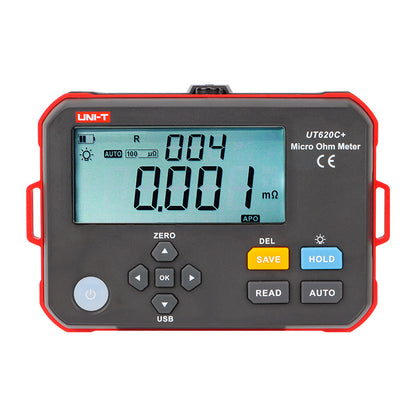 UNI-T UT620C+ Digital Micro-Ohmmeter - 1µΩ Resolution, 4-Wire Resistance Tester